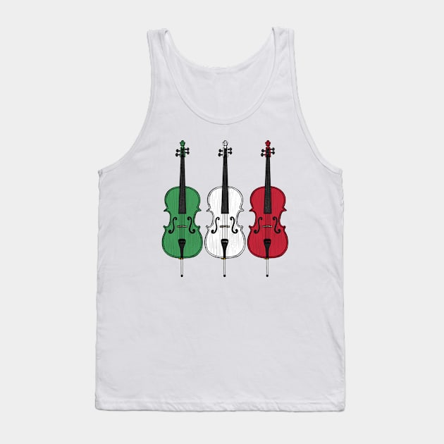 Cello Italian Flag Cellist String Musician Italy Tank Top by doodlerob